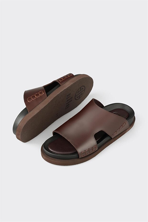 Kahve Deri Erkek Terlik - 3