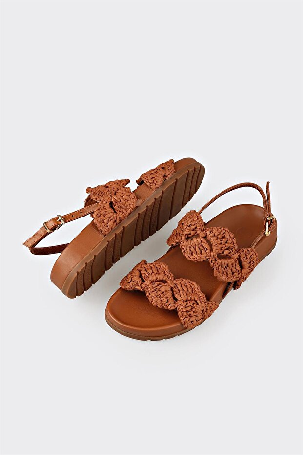 Taba Kadın Düz Sandalet - 3