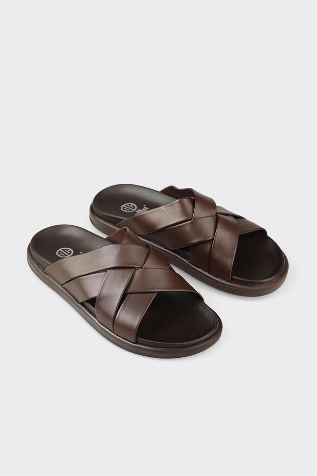 Kahve Deri Erkek Terlik - 2