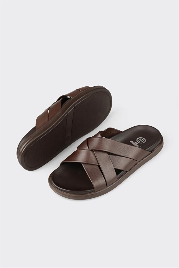 Kahve Deri Erkek Terlik - 3