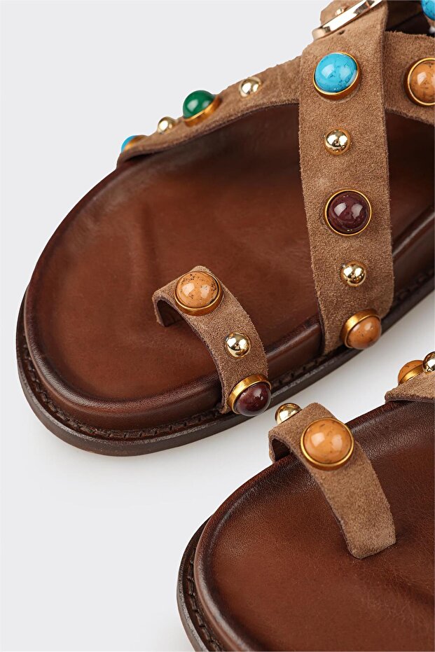 Taba Deri Kadın Sandalet - 5