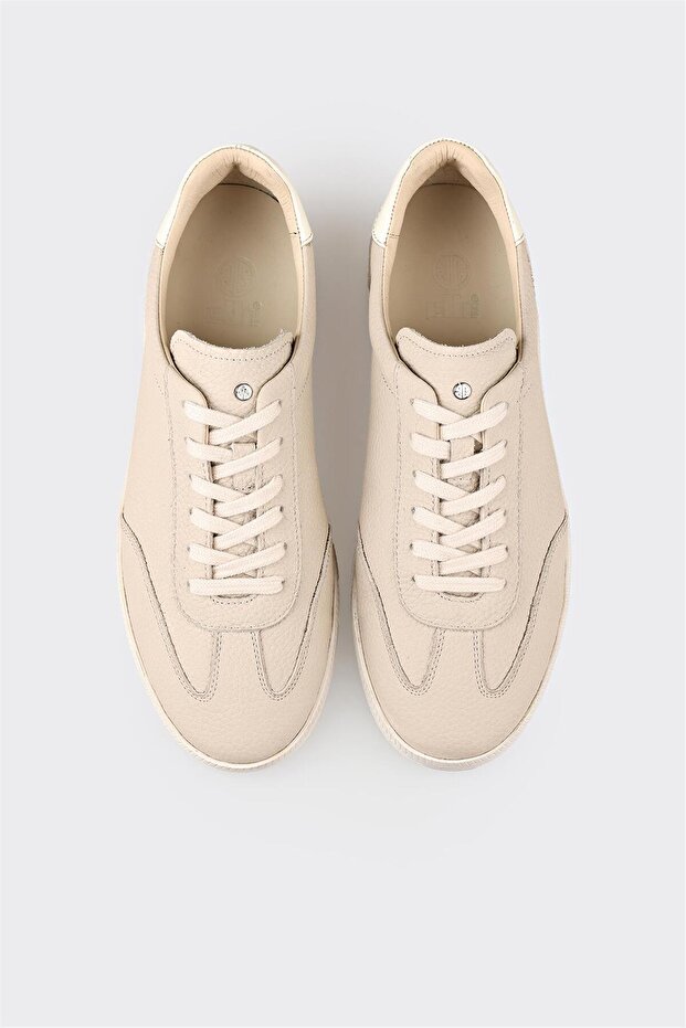 Beige Leder Herren Freizeitschuhe - 4