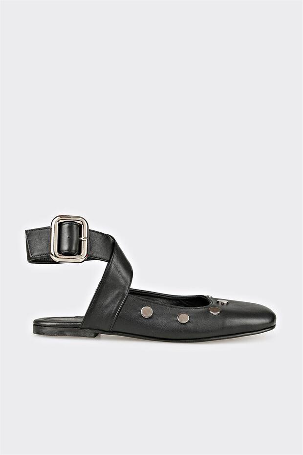 Black Leather Women's Casual Shoes