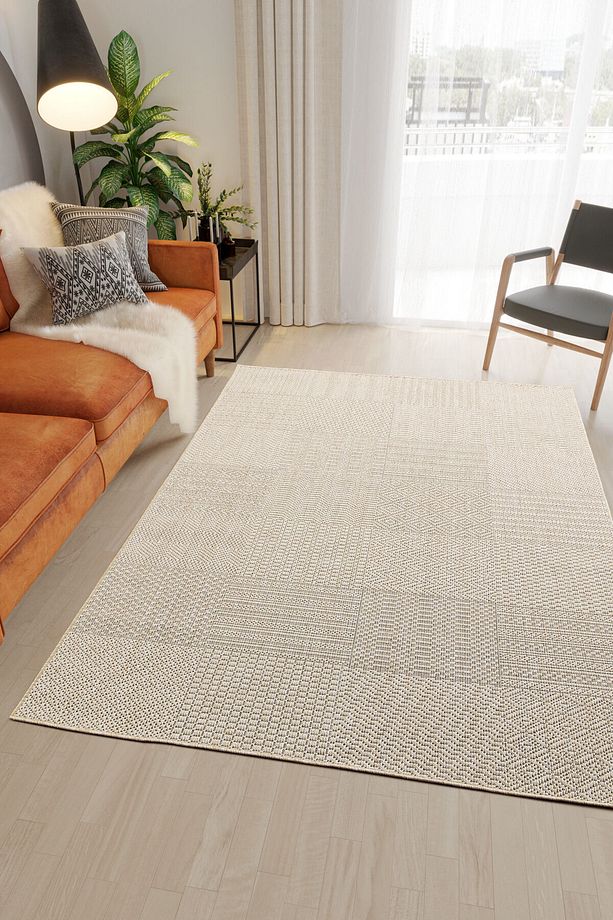 Hasır Bej Kahve Jüt Dokuma Ince Halı Sisal Salon Mutfak Oturma Odası Dış Mekan Halısı Kilim - 5