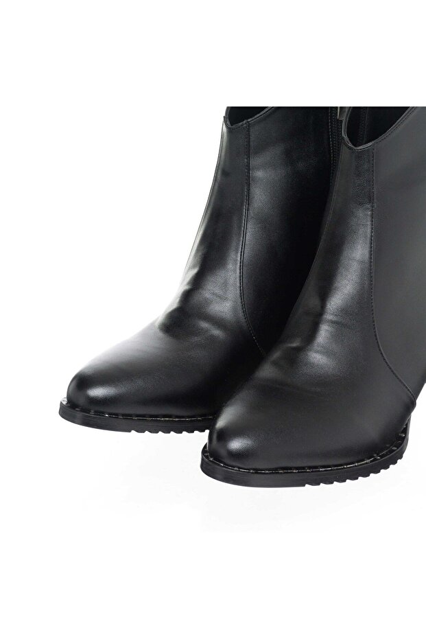 Kadın Siyah Deri Bot - 4