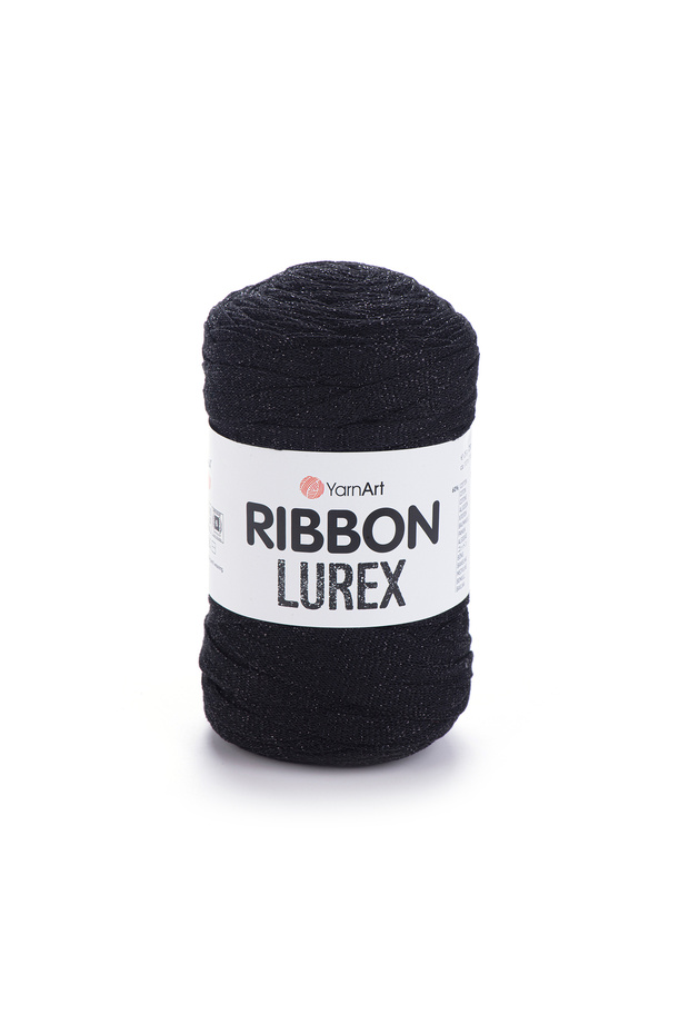 Rıbbon Lurex - خيوط محبوكة يدوية لامعة وإكسسوارات باللون الأسود-722