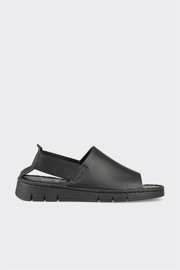 Black Leather Women's Sports Sandals