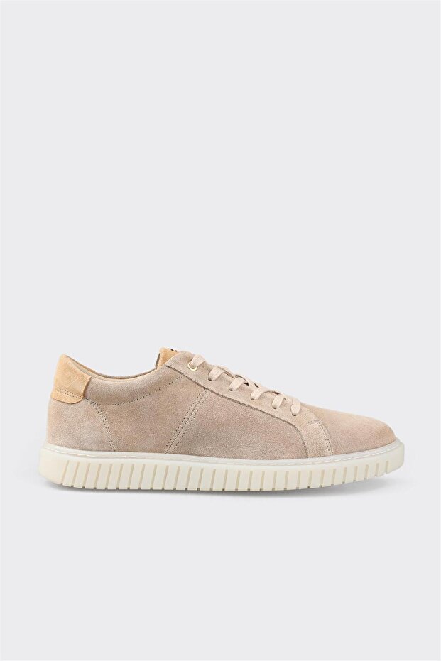 Beige Leather Men's Casual Shoes