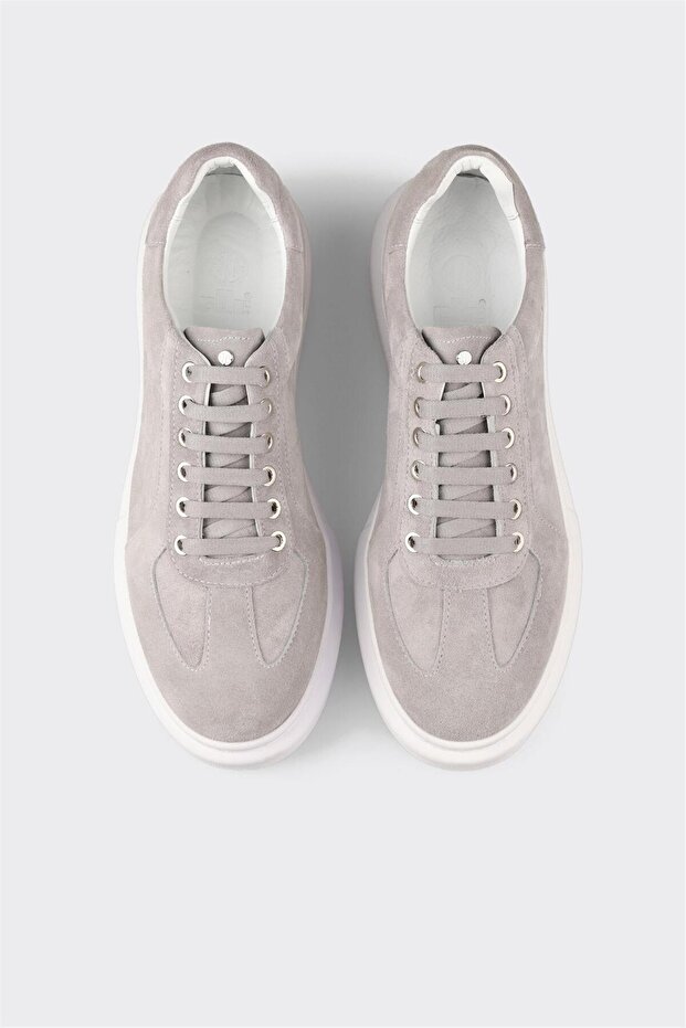 Gri Deri Erkek Spor Ayakkabı - 4