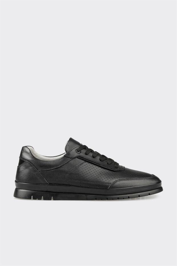 Black Leather Men's Casual Shoes