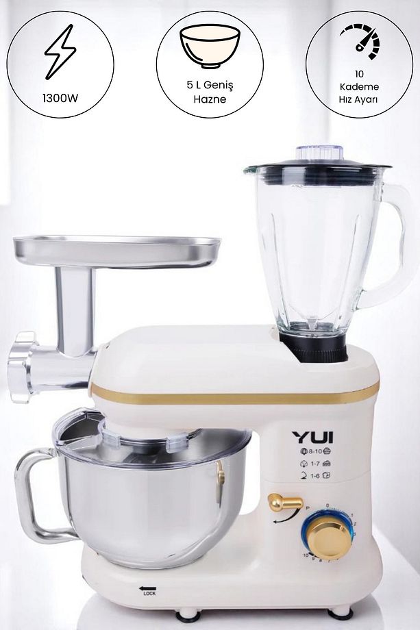 M120 Multi-fonksiyonel 3'ü Bir Arada Stand Mikser Kıyma Setli Ve Blender Özellikli Krem/gold - 2