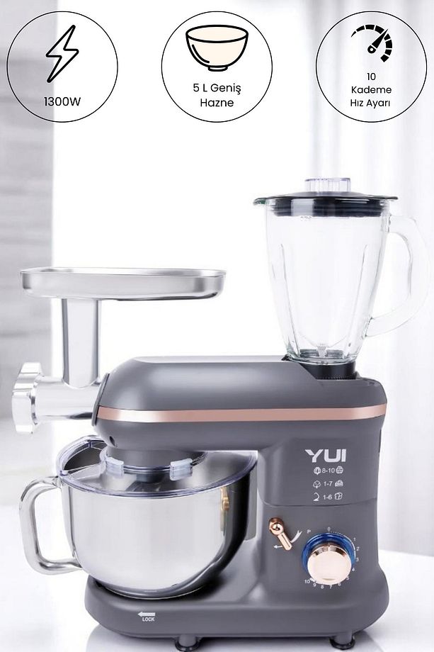 M120 Multi-fonksiyonel 3'ü Bir Arada Stand Mikser Kıyma Setli Ve Blender Özellikli Gri/Rose Gold - 2