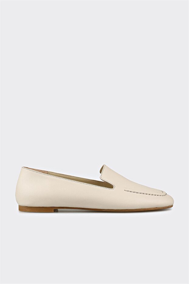 Beige Leather Women's Casual Shoes