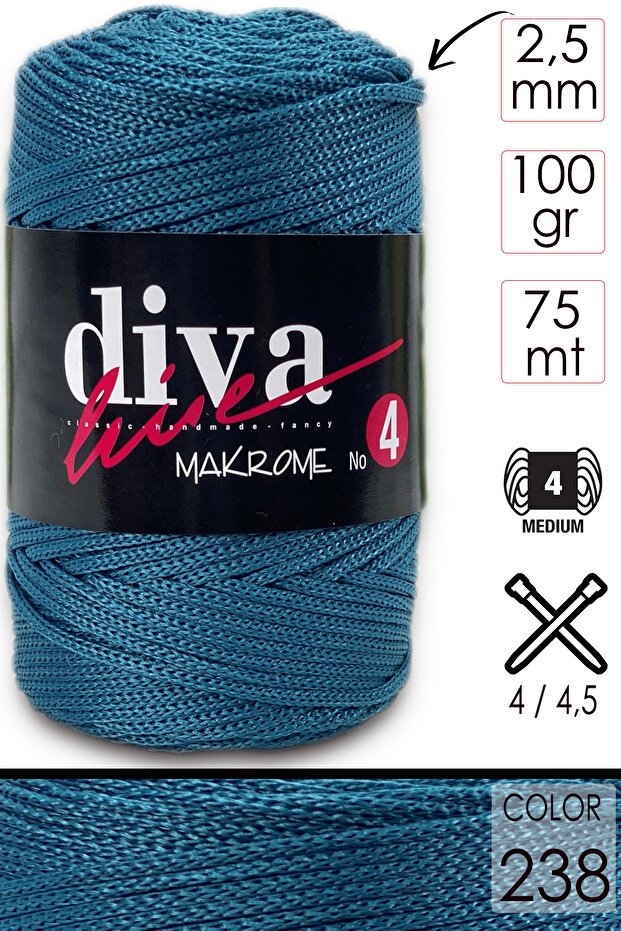 Diva Makrome Ipi Kalın (NO:4) 238 P.mavi. - 1