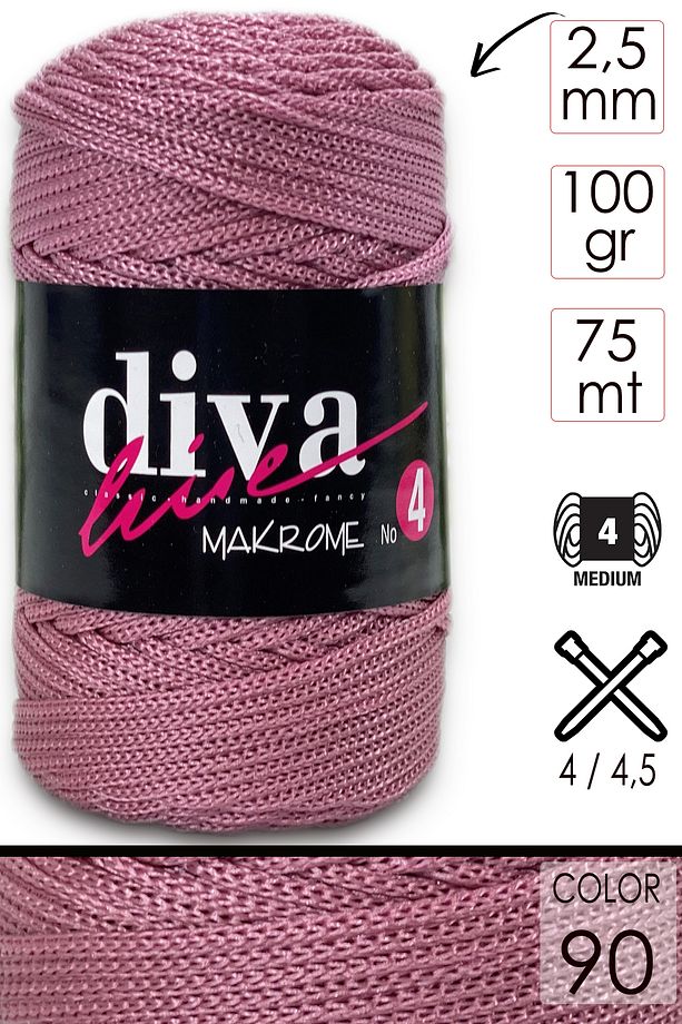Diva Makrome Ipi Kalın (NO:4) 090 Gül. - 1