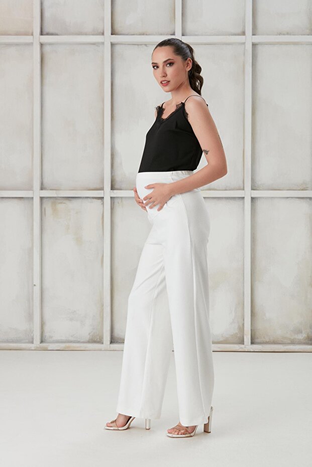 Işşil 4510-basenden Wide Leg Maternity Twin Rope Combed Cotton Trousers