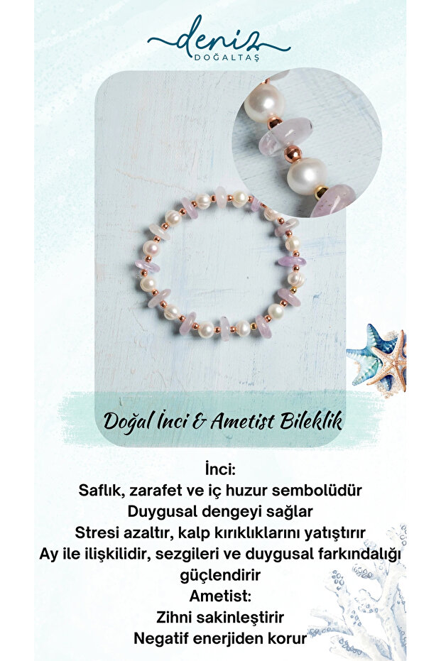 Certified Natural Pearl & Amethyst Slice Natural Stone Bracelet – Romantic & Elegant Combination