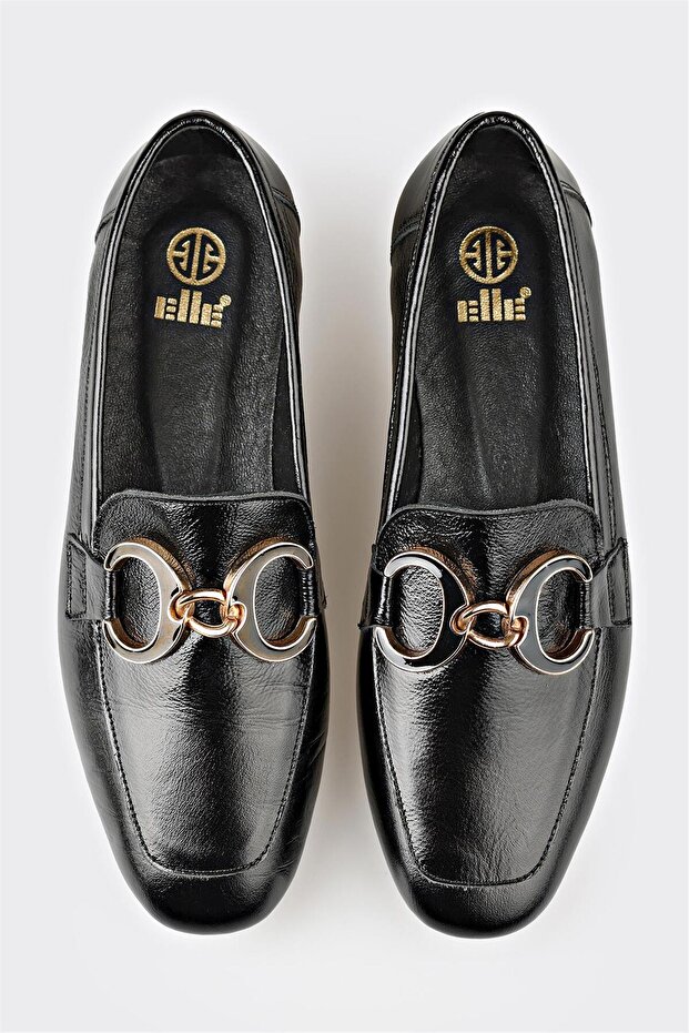 Siyah Deri Kadın Loafer - 4