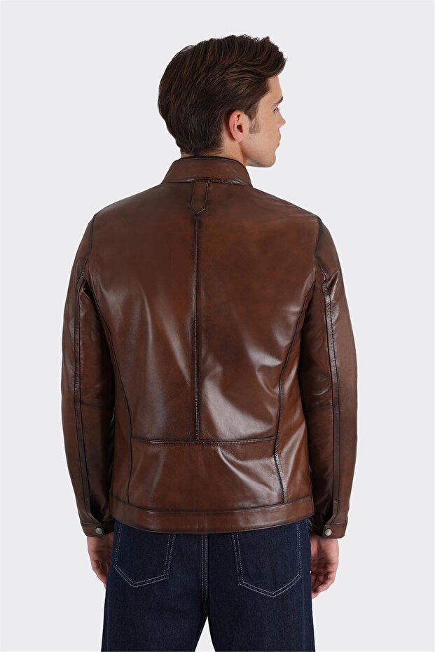 Taba Deri Erkek Ceket - 2