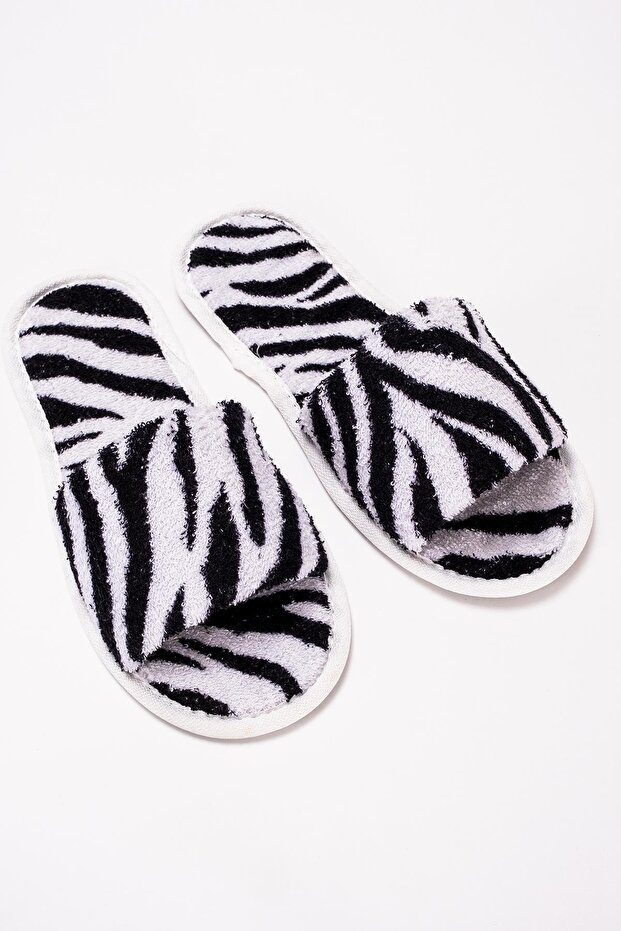Printed Slippers Towel Bathroom Home Hotel Slippers Non-Slip Thin Open Toe