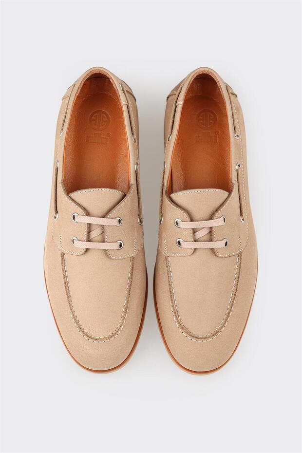 Beige Leder Herren Freizeitschuhe - 4