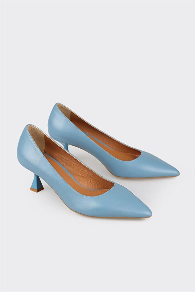 Mavi Deri Kadın Stiletto - 2