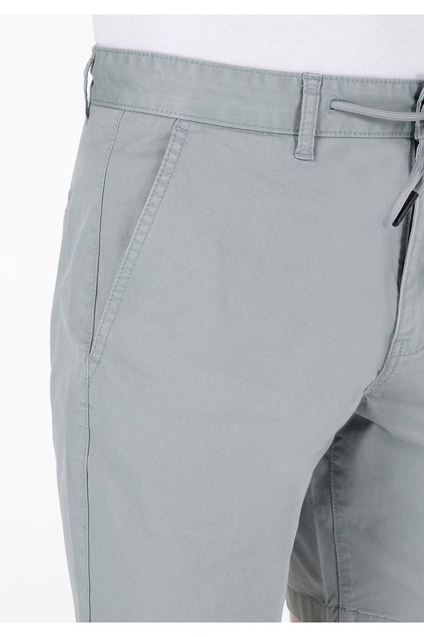 Regular Fit Orta Bel Düz Erkek Yeşil Şort - 5