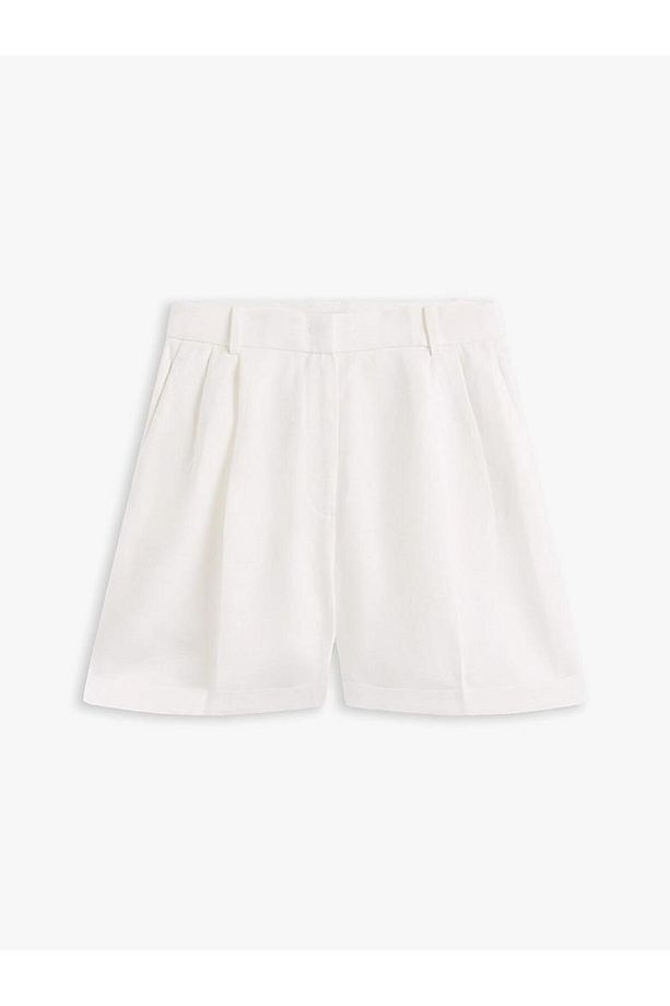 Kadın LINEN MIX PLEATED SHORT Şort - 5