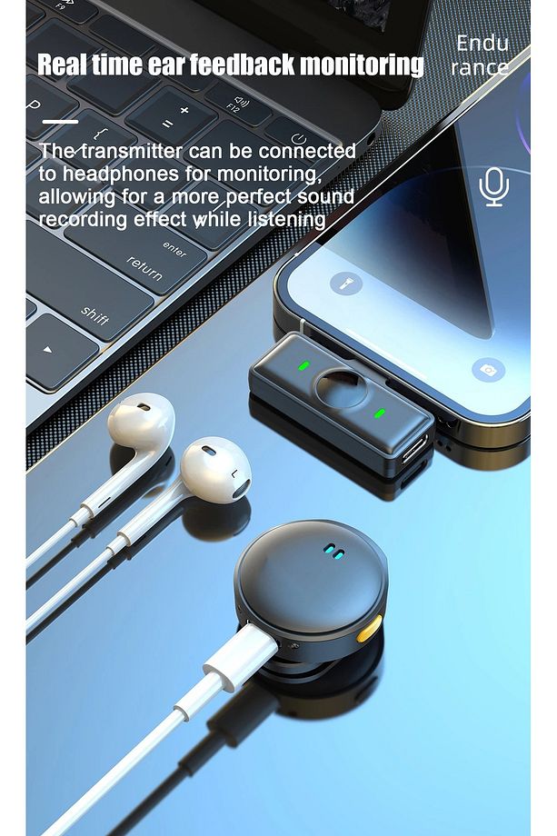 Mıknatıslı Kablosuz Çift Yaka Mikrofon iPhone 16 ile Uyumlu TYPE-C/Lightning Portlu Röportaj 985 - 7