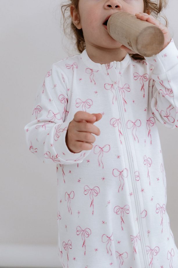 Fermuarlı Patiksiz Tulum - Pureline Series - Dainty Bows - 6