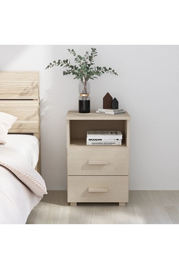 Bedside Cabinet HAMAR Honey Brown 40x35x62 cm Solid Wood Pine