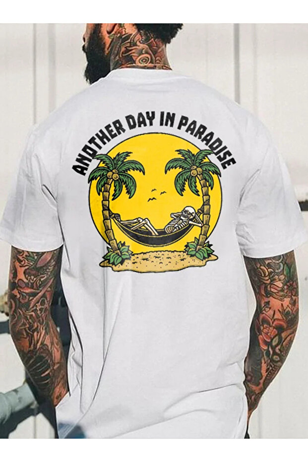تي شيرت مطبوع عليه Another Day in Paradise مقاس كبير