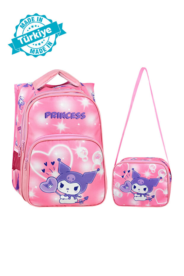 حقيبة ظهر وردية اللون بنمط شخصية حقيبة المدرسة الأولى - 2