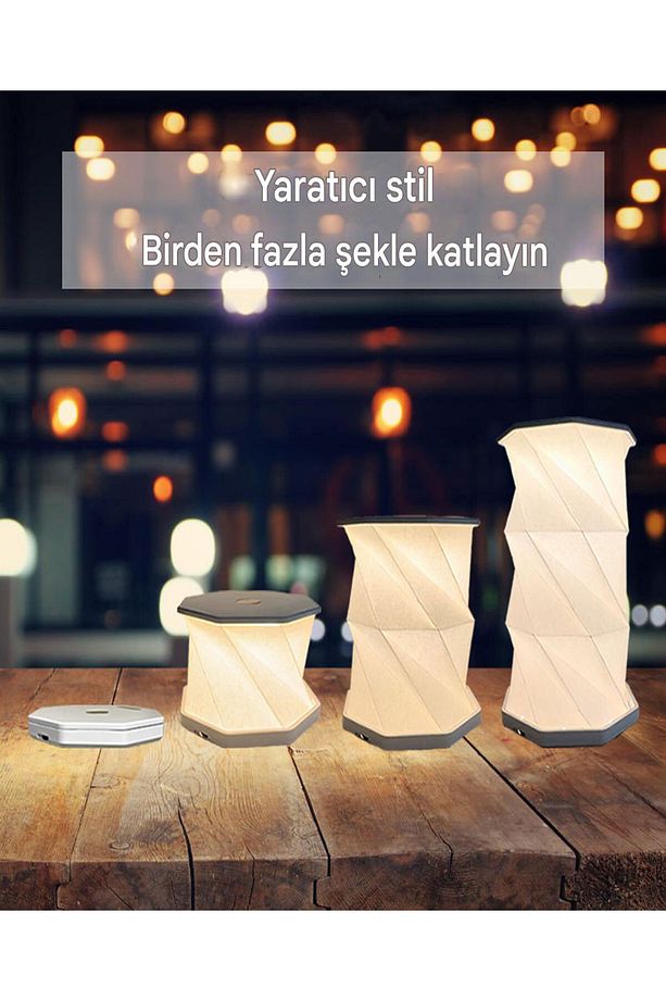 Dokunmatik Dekoratif Katlanabilir Şarjlı Masa Lambası Gece Lambası - 7