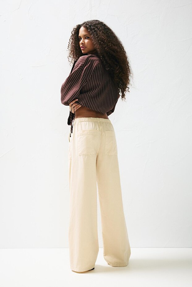 Bol kesim poplin pantolon - 5