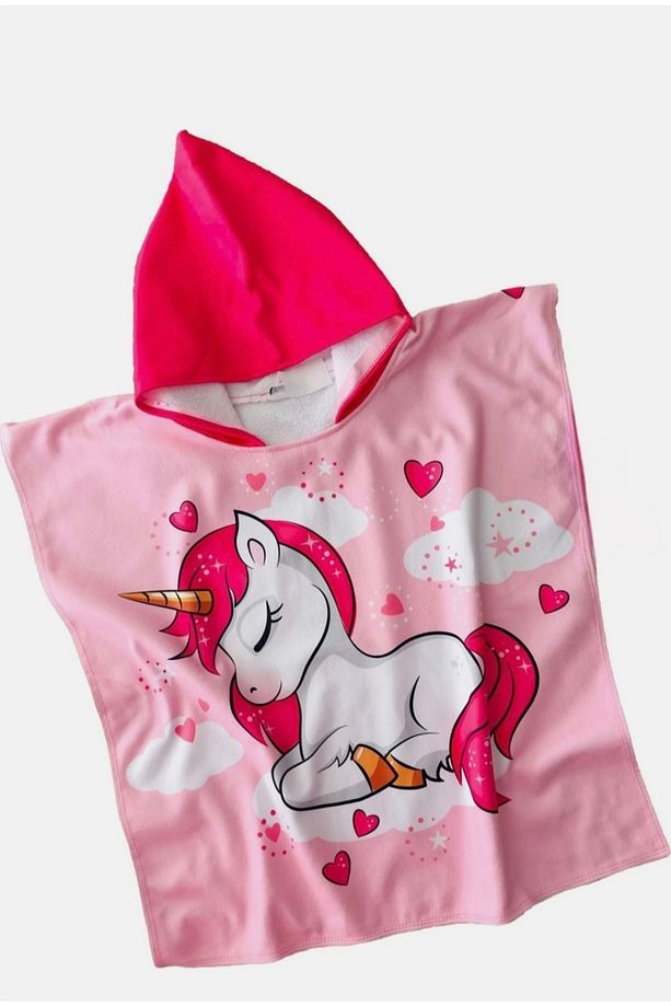 Zara Unicorn Kalp desenli yumuşak kız çocuk plaj havlusu - 8
