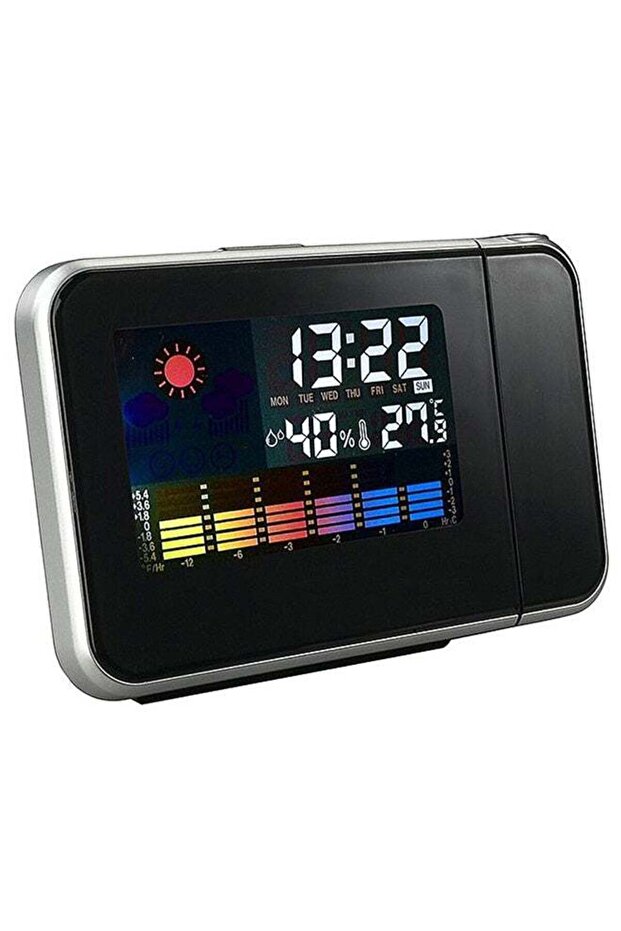 Alarm Clock LCD Screen Dual Rotatable Laser Clock Color Display with Led Backlight Temperature - 1