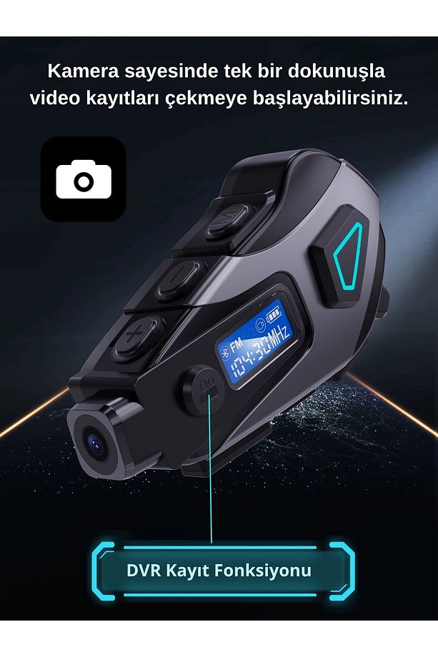 K10 DVR Kameralı İntercom Bluetooth Motosiklet Kask Kulaklığı Kameralı İntercom Kulaklık - 8