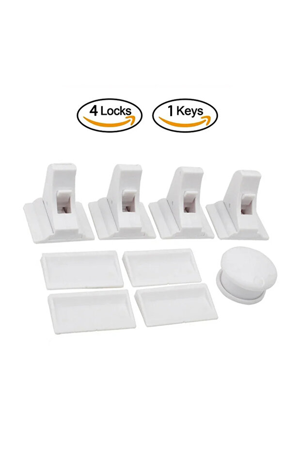 4 locks 1 key Keep Your Kids Safe with Magnetic Children's Lock: Ideal Drawer & Cabinet Door Safety