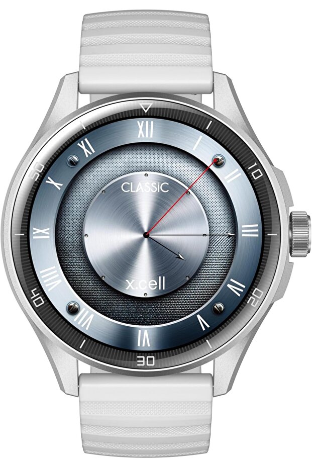 Xcell Classic6 Smartwatch, 1.43" AMOLED, BT Calling, 2 Straps, HR/BP/SpO₂, IP68 – Silver Grey