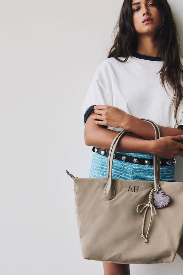 Süslemeli naylon shopper çanta - 1