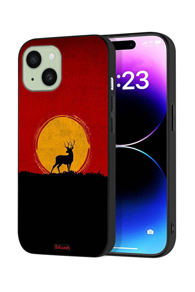 Apple iPhone 15 Protective Case Cover Deer And Moon Artwork