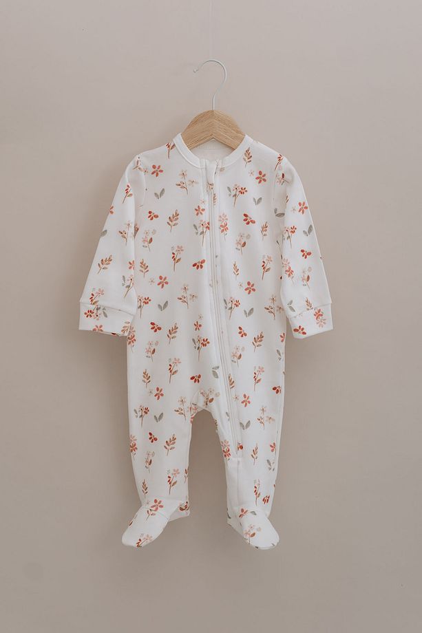 Fermuarlı Patikli Bebek Tulumu - Pureline Series - Soft Bloom - 3