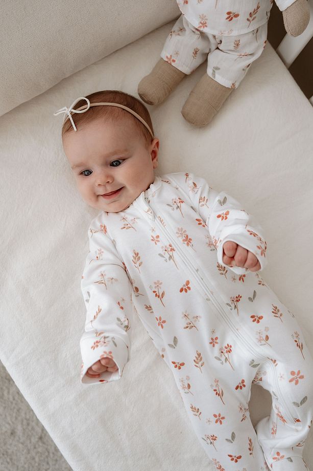 Fermuarlı Patikli Bebek Tulumu - Pureline Series - Soft Bloom - 4