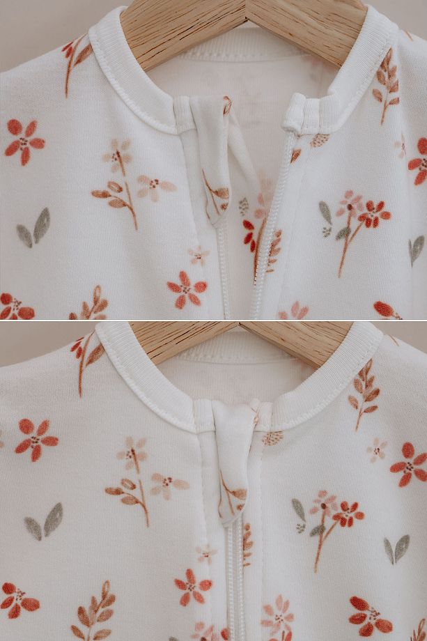 Fermuarlı Patikli Bebek Tulumu - Pureline Series - Soft Bloom - 8
