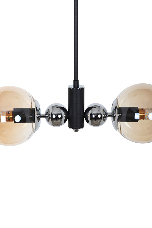 Orbic Siyah Krom 2 Bal Camlı Avize - 3