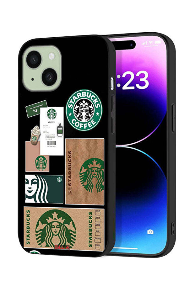 غطاء حماية لجهاز Apple iPhone 15 بملصق ستاربكس