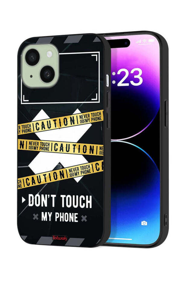 Apple iPhone 15 Protective Case Cover Caution Never Touch My Phone