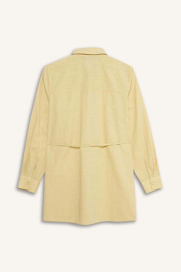 Regular Fit Poplin Bağlamalı Uzun Kollu Gömlek Tunik D4160AX25SM - 3