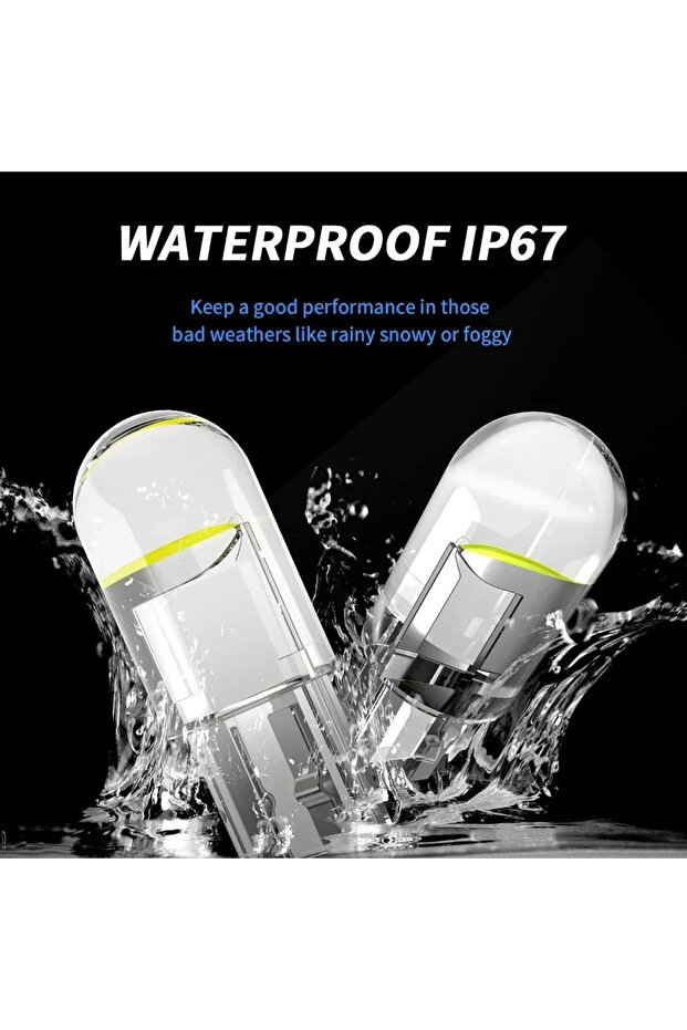 White 10pcs Car LED T10 W5W Canbus Glass COB Reading Dome Lamp Marker Wedge License PlateLight Bulb